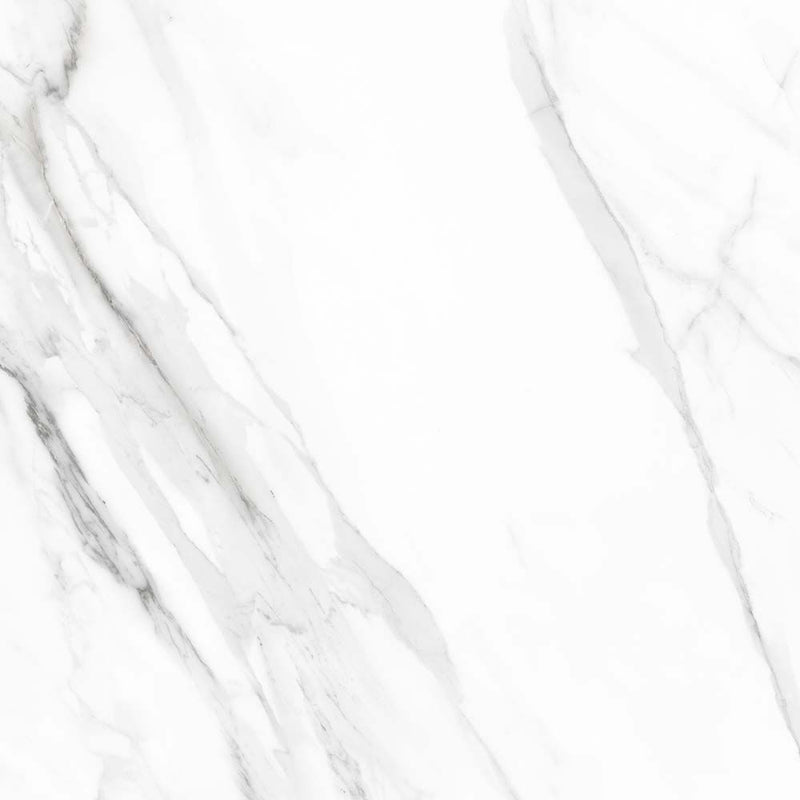 Verona Waldorf 600x600mm white marble effect matt porcelain tile with grey-toned veining.