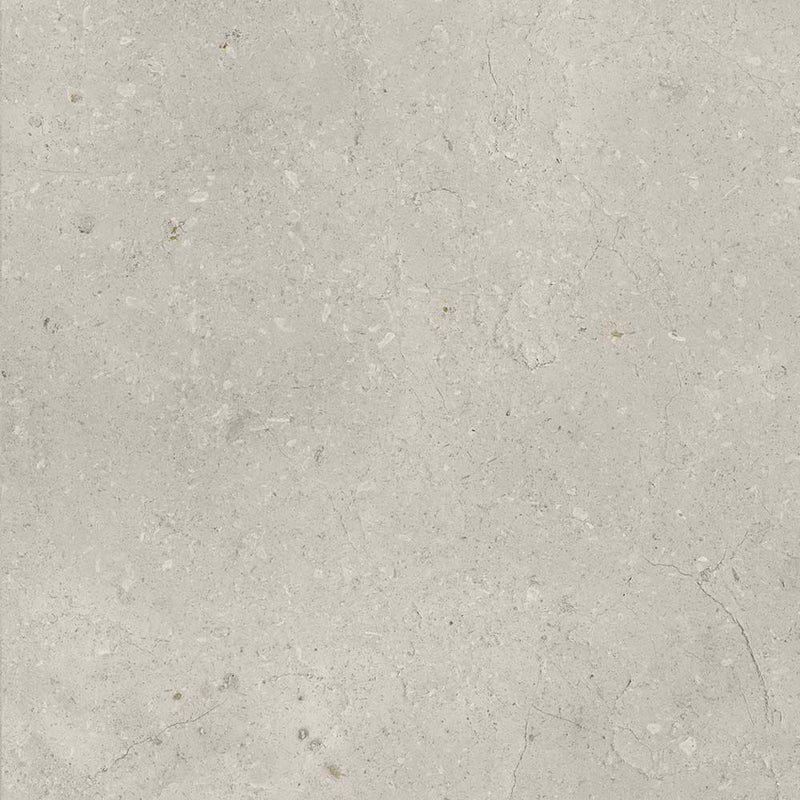 Verona Bloomberg 600x600mm matt porcelain tile with light grey-beige stone effect and delicate veining.