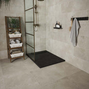 Verona Bloomberg 600x600mm matt porcelain tile with light grey-beige stone effect and delicate veining.