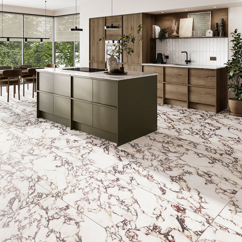 Italian Calacatta Viola Matt Porcelain Wall and Floor Tile 600x1200mm with 15 Faces 