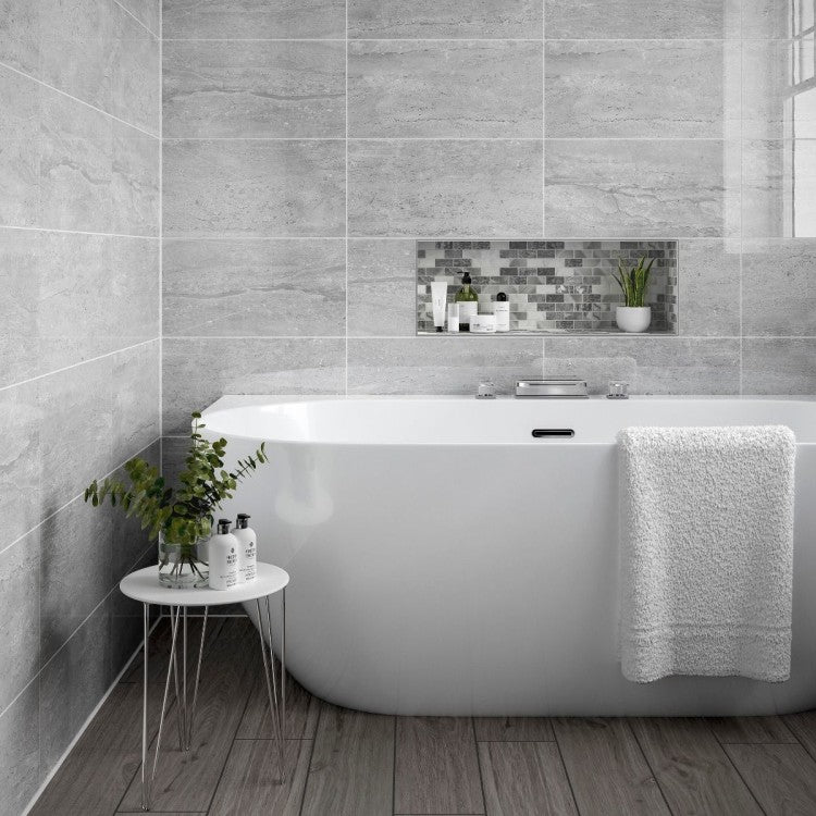 Pallington Light Grey Gloss 250 x 500 Salerno Ceramic Wall Tile