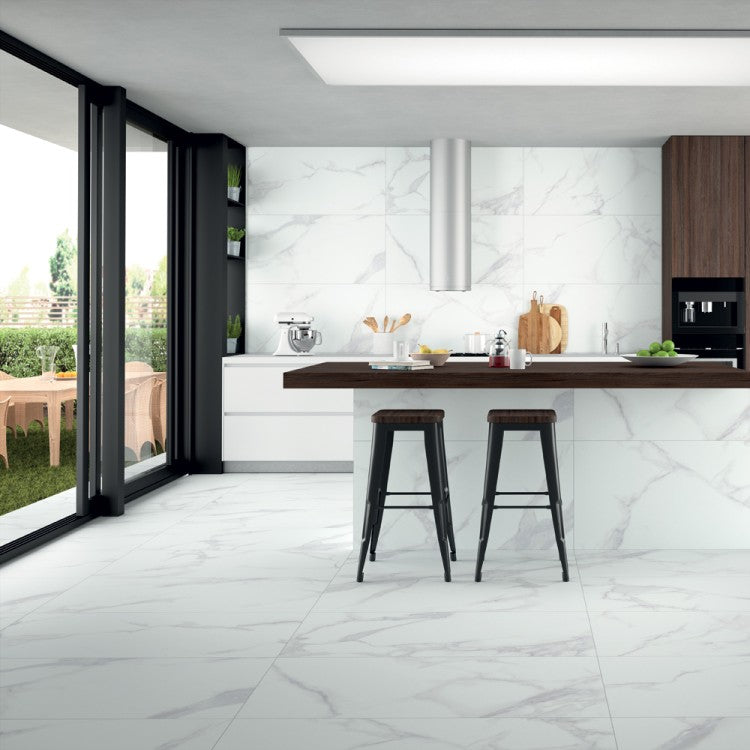 Purity White Marble 30 x 60cm Matt Porcelain Tile