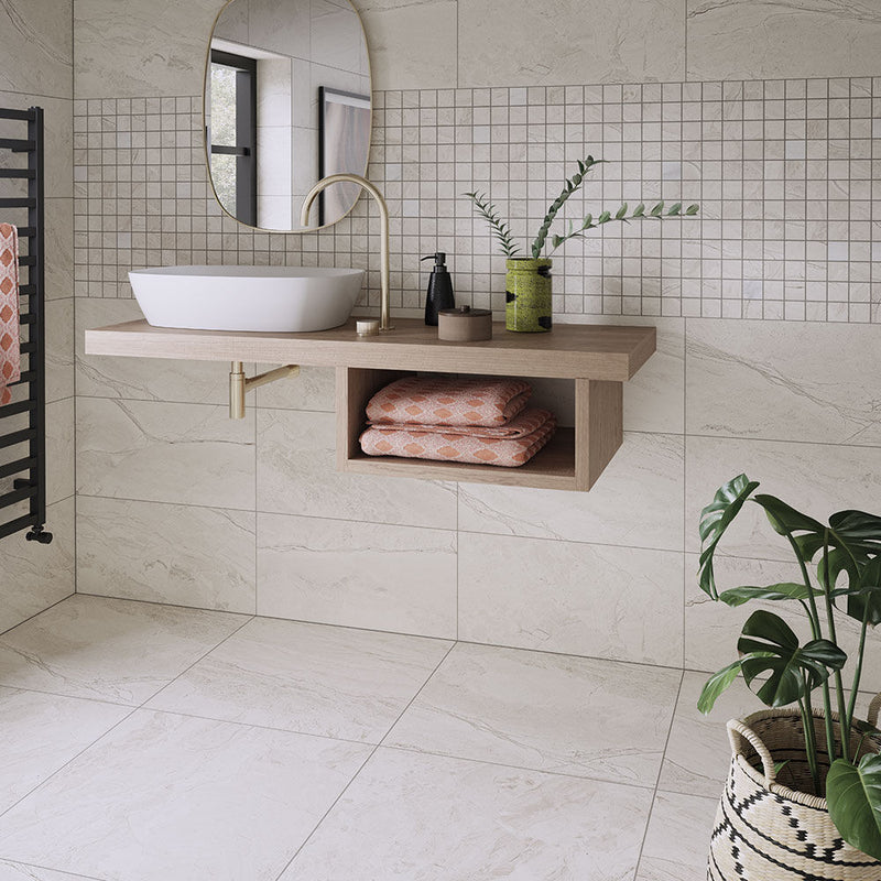 Earthsong White Matt Porcelain Mosaic 300x300mm (R9)