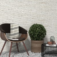 Behobia White 17 x 52cm Split face Porcelain Tile