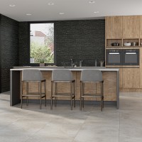 Behobia Black 17 x 52cm Split face Porcelain Tile