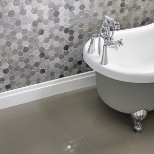 Coffee Stone Hexagon Mixed Finish Marble Mosaic 48x48mm