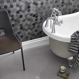 Midnight Stone Hexagon Mixed Finish Marble Mosaic 48x48mm