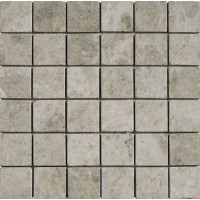 Silver Shadow Grey Tumbled Marble Mosaic 50x50mm